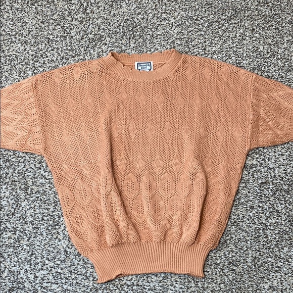 VNTG Kenneth Too! Tan/Orange Crew Neck Knit Sweater with Short Sleeves - Picture 5 of 6